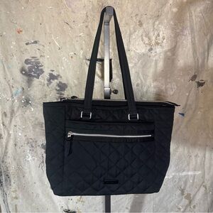 Vera Bradley black diamond quilted work tote bag